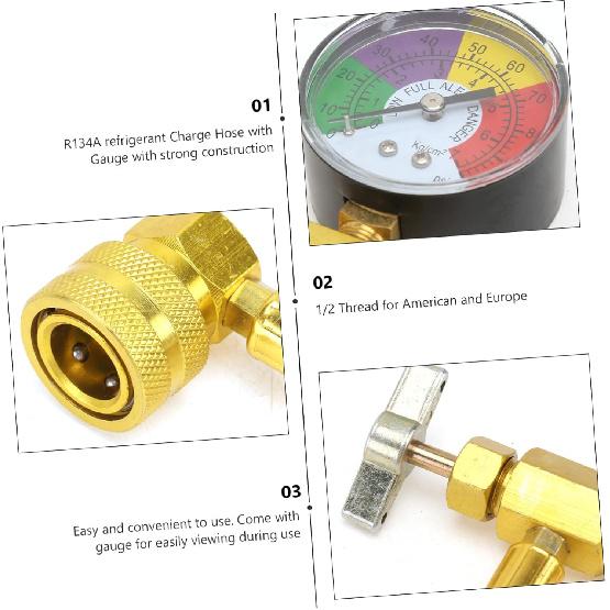 Piercing Tap Valve Kit Connect Charging Hose to Refrigerator with Gauge R290 Refrigerant Charging Hose Car Refrigerant Recharge Kit Ac Peircing Kit