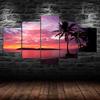Tropical Island Paradise Sunset Canvas 5 Piece Five Panel Wall Print Modern Art Poster Picture Home Decor Gift For Him For Her