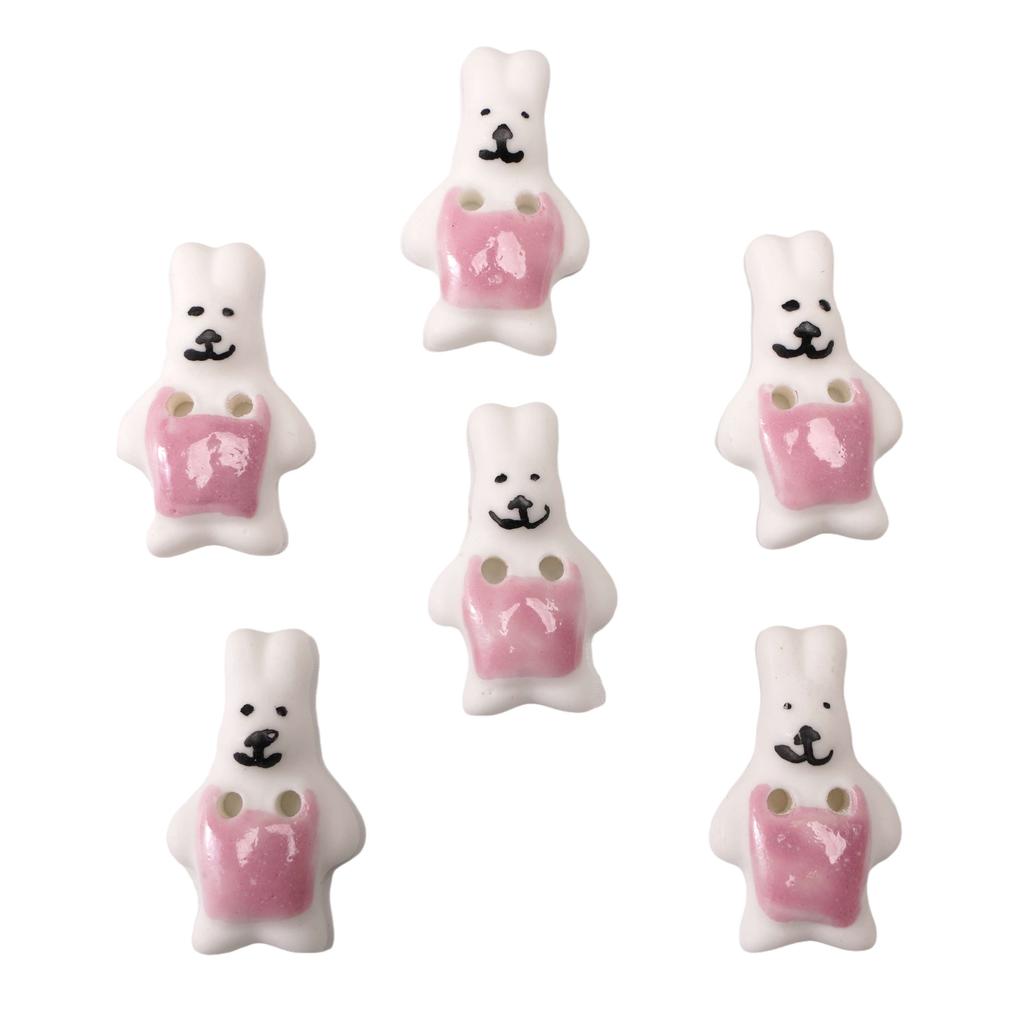 Lovely Ceramic Button Cartoon Ceramic Beads Cartoon Rabbit Puppy Button Beads DIY Jewelry Beads DIY Clothing Beads 1pc
