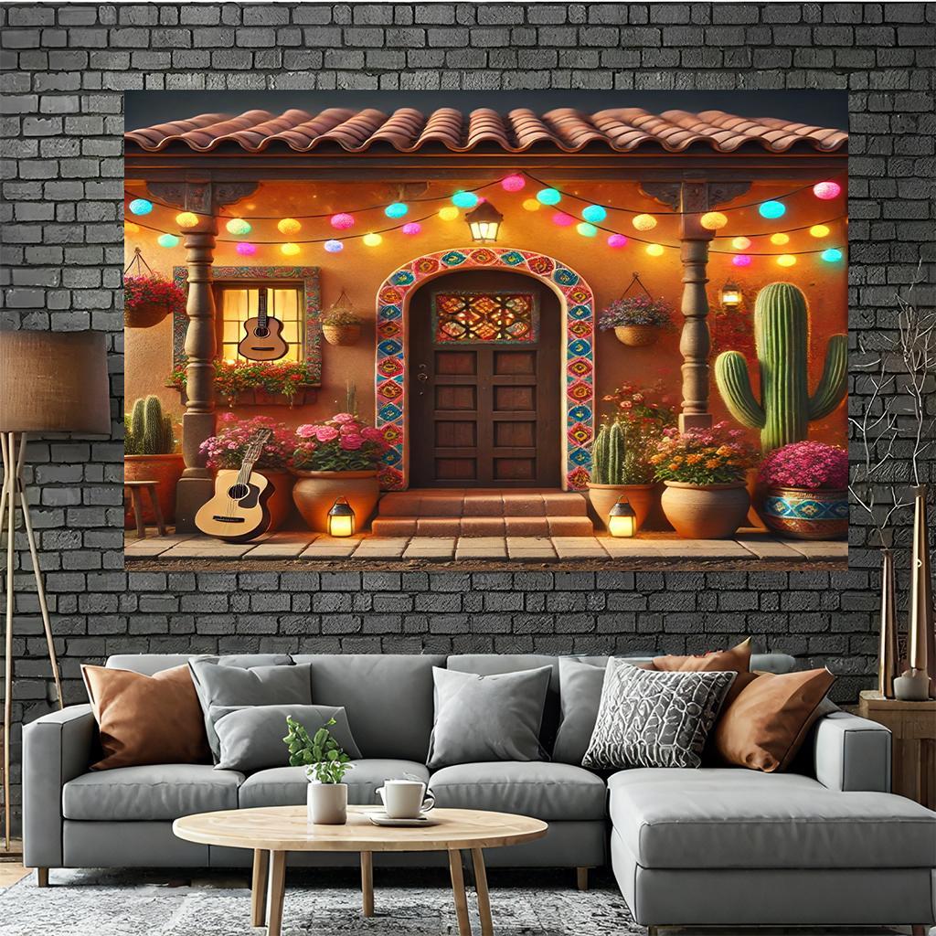 Background fabric, Mexican style, polyester background fabric, suitable for living room decoration and bedroom decoration