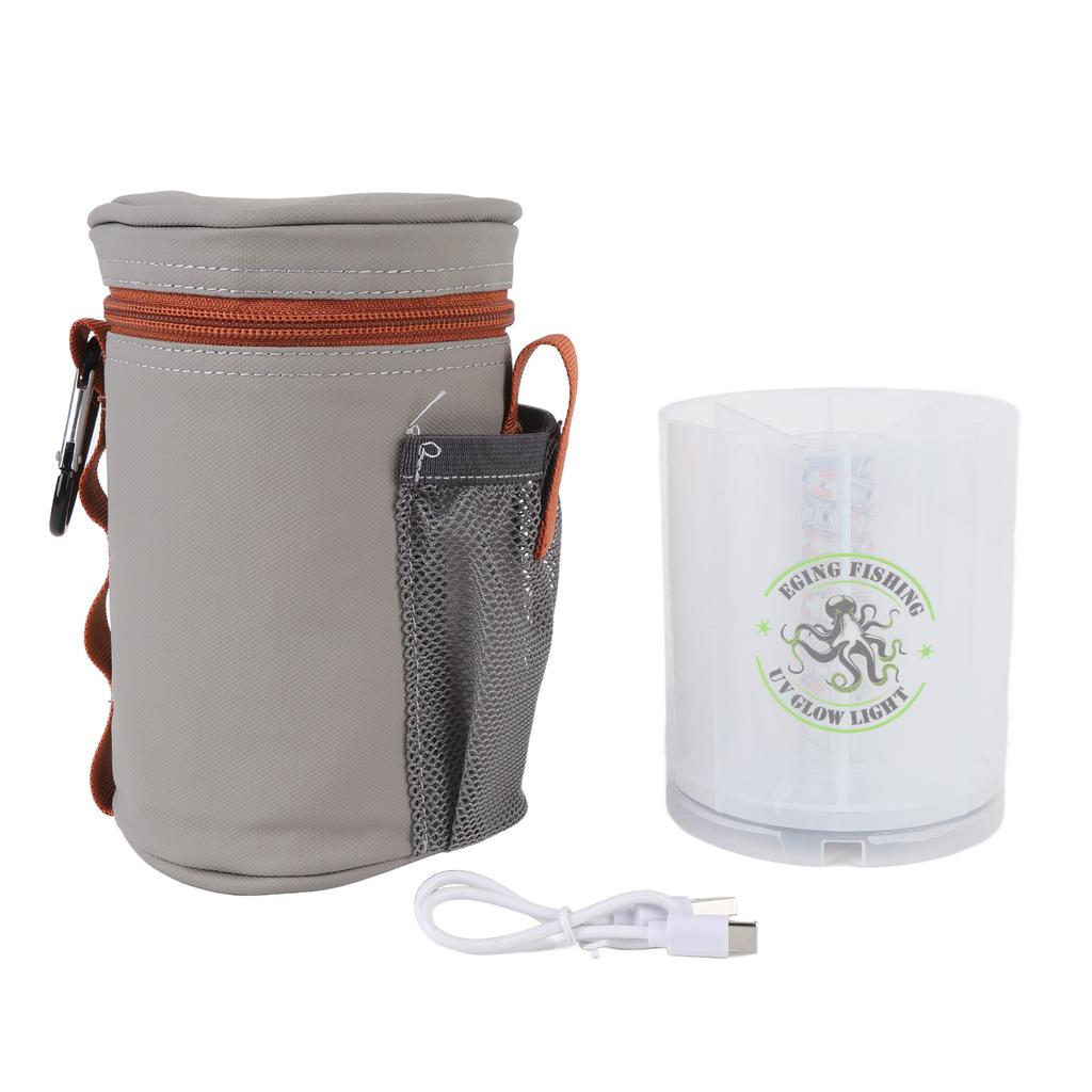 UV Squid Jig Fill Light Type C Female Power Port Fishing Bag with Glow Light for Hard Bait Soft Bait Grey