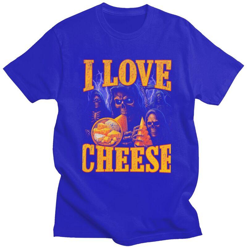 I Love Cheese Grim Reaper T Shirt Unisex Short Sleeves Fashion Casual Clothing Streetwear Summer Loose Fit 100 Cotton Tee Tops