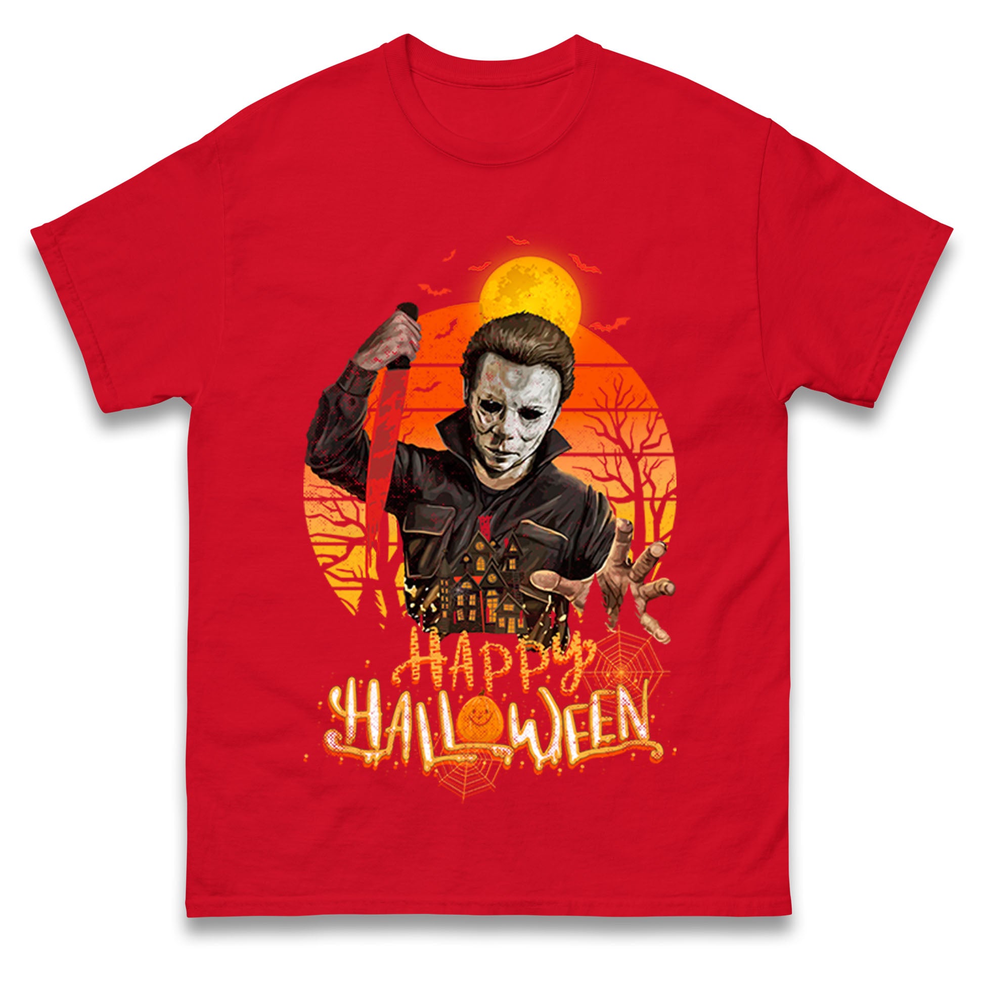 Michael Myers Happy Halloween Mens T Shirt Womens Tops Teess 3XL