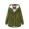 Warm Padded Cotton Coat Jacket Womens Fashion Solid Colour Hooded Autumn Winter