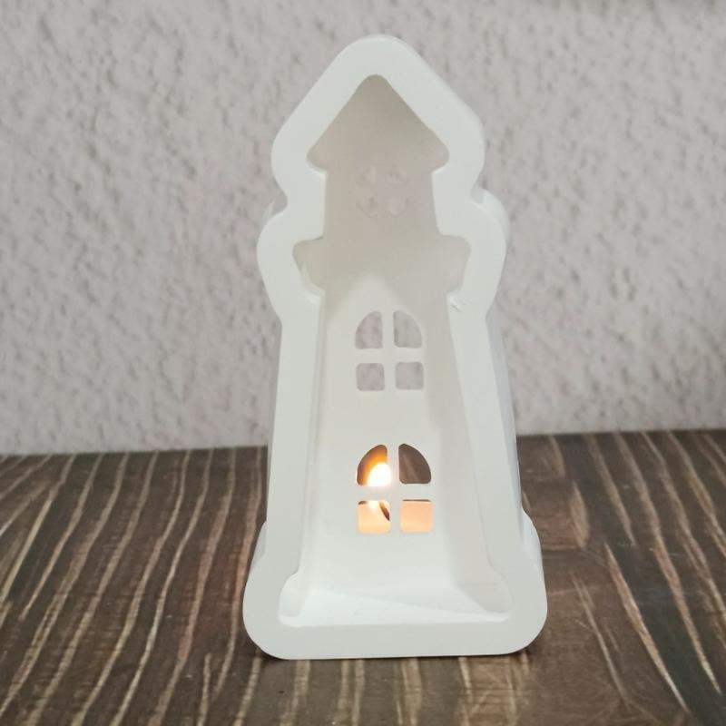 Lighthouse Silicone Candle Stand Molds for Candlestick Tealight Holder Gypsum Decoration Epoxy Resin Silicone Molds