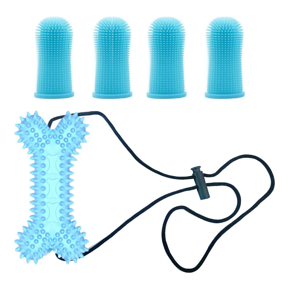 

Dog Finger Toothbrush Cat Toothbrush Puppy Tooth Brushing Kit Dog Toothbrush Pet Supplies Dog Teeth Cleaning Wipes For Home синий