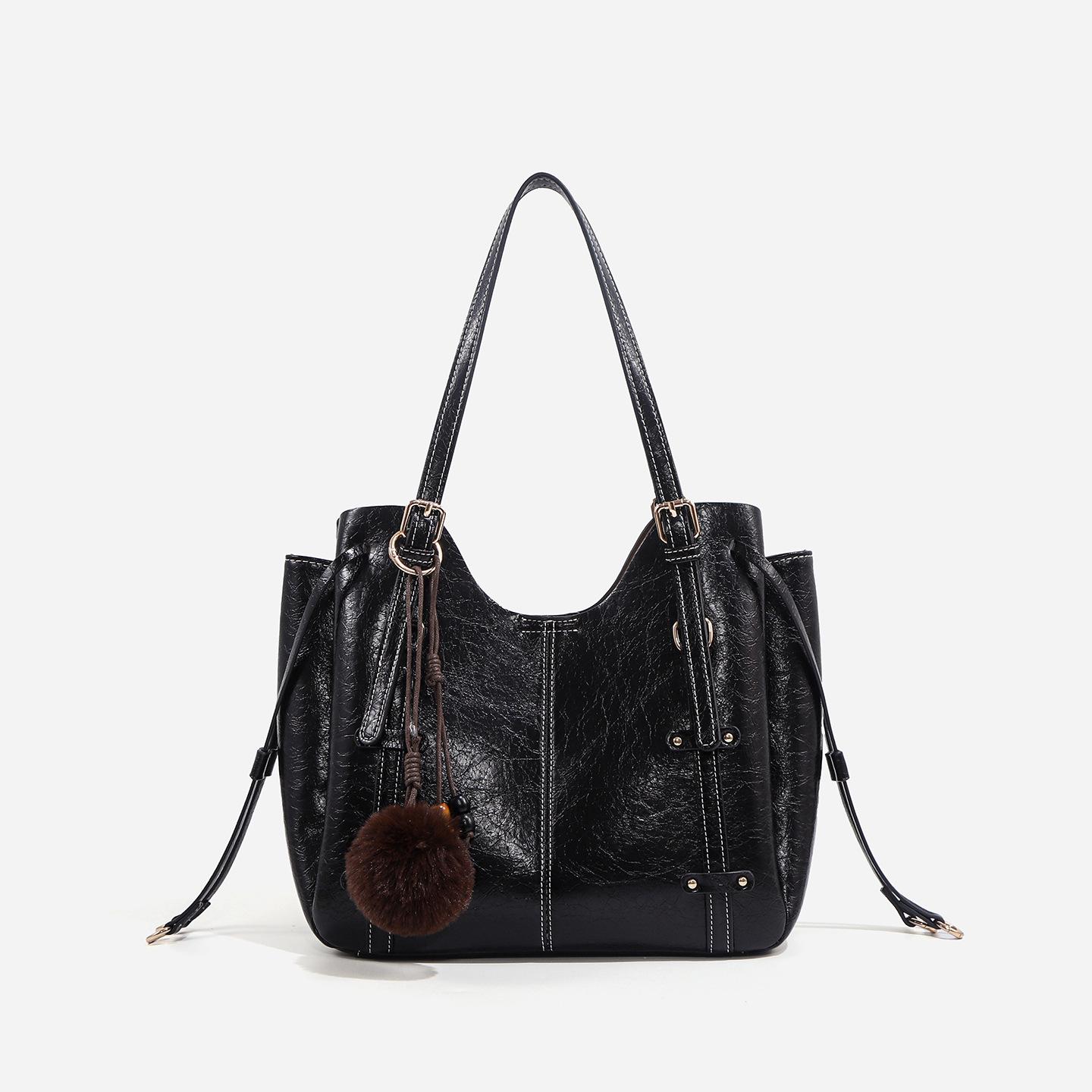 Women s Versatile Large Capacity Retro Tote Bag - 2025 Autumn/Winter Collection чёрный