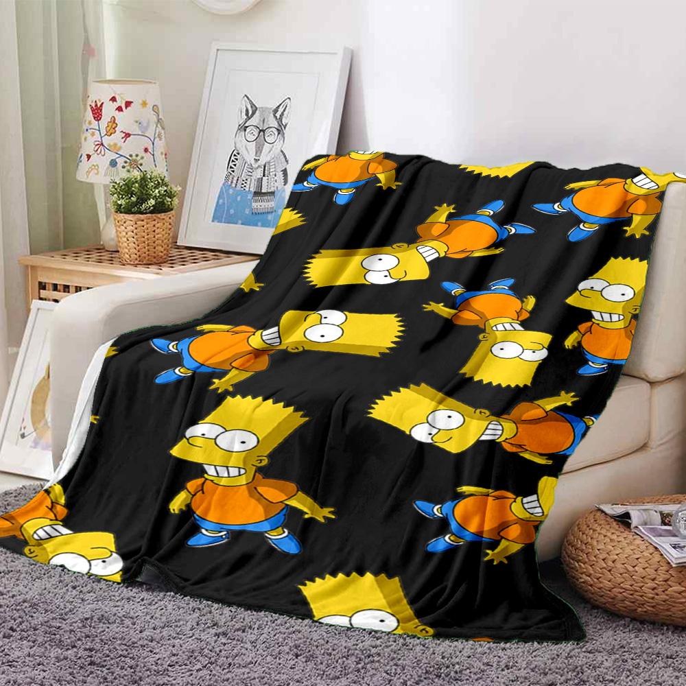 Bart Simpson Flanel Battaniye Süper Yumuşak Sıcak Rahat Battaniye Kanepe Yatak Ofis Seyahat Her Mevsim Ev Dekorasyonu Hediye