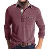 Mens Long Sleeve Lapel Casual Polo Shirt Daily Tops