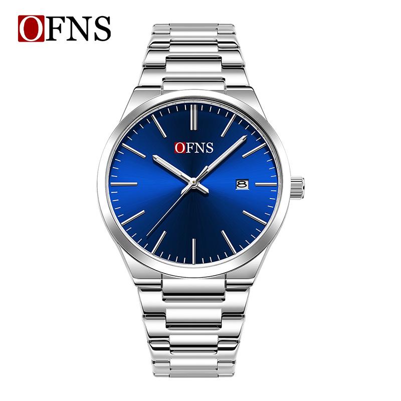 OFNS Classic Unisex Quartz Wristwatch with Calendar, Luminous Hands, 30M Waterproof, Thin Design, High-Value Bar Index.