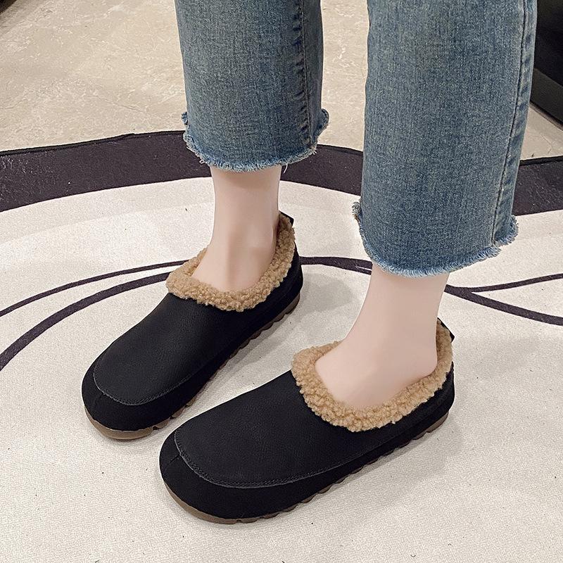 

Retro soft leather thick-soled velvet Birken mother cotton shoes women s 2025 autumn and winter new round head soft-soled fluffy bean shoes 41 чорний