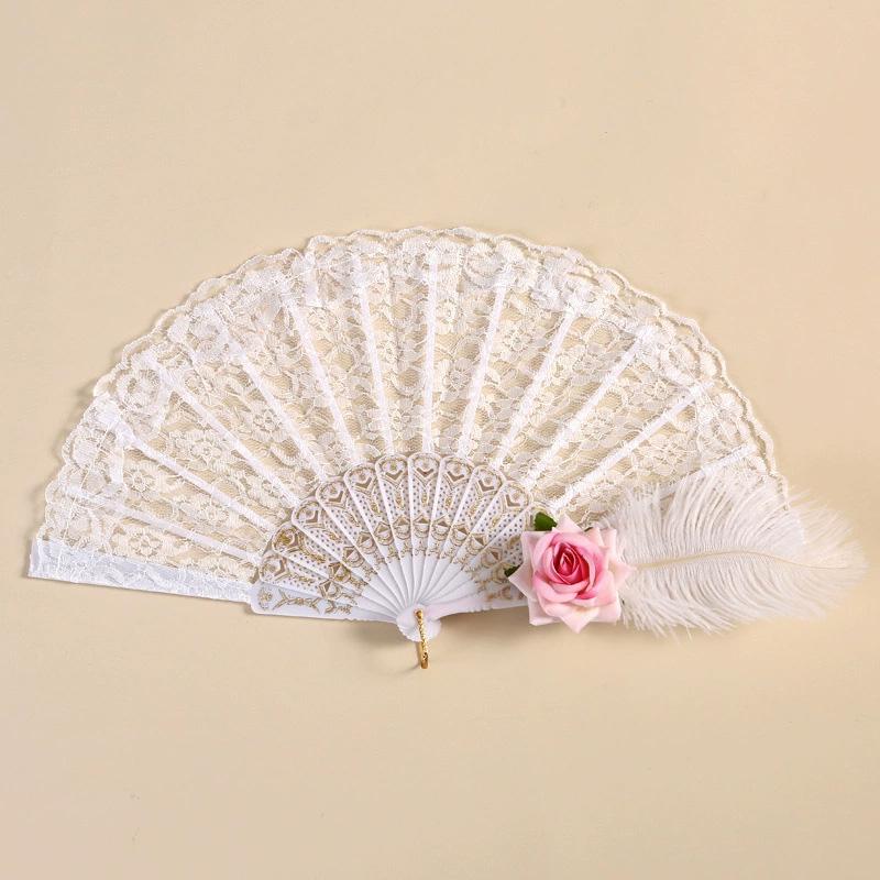 

1 шт. Кружевной цветок Легкий ручной веер Ретро Вечеринка Фотореквізит Лолита Готический веер в стиле королевского дворца Декор из искусственной розы A розовый