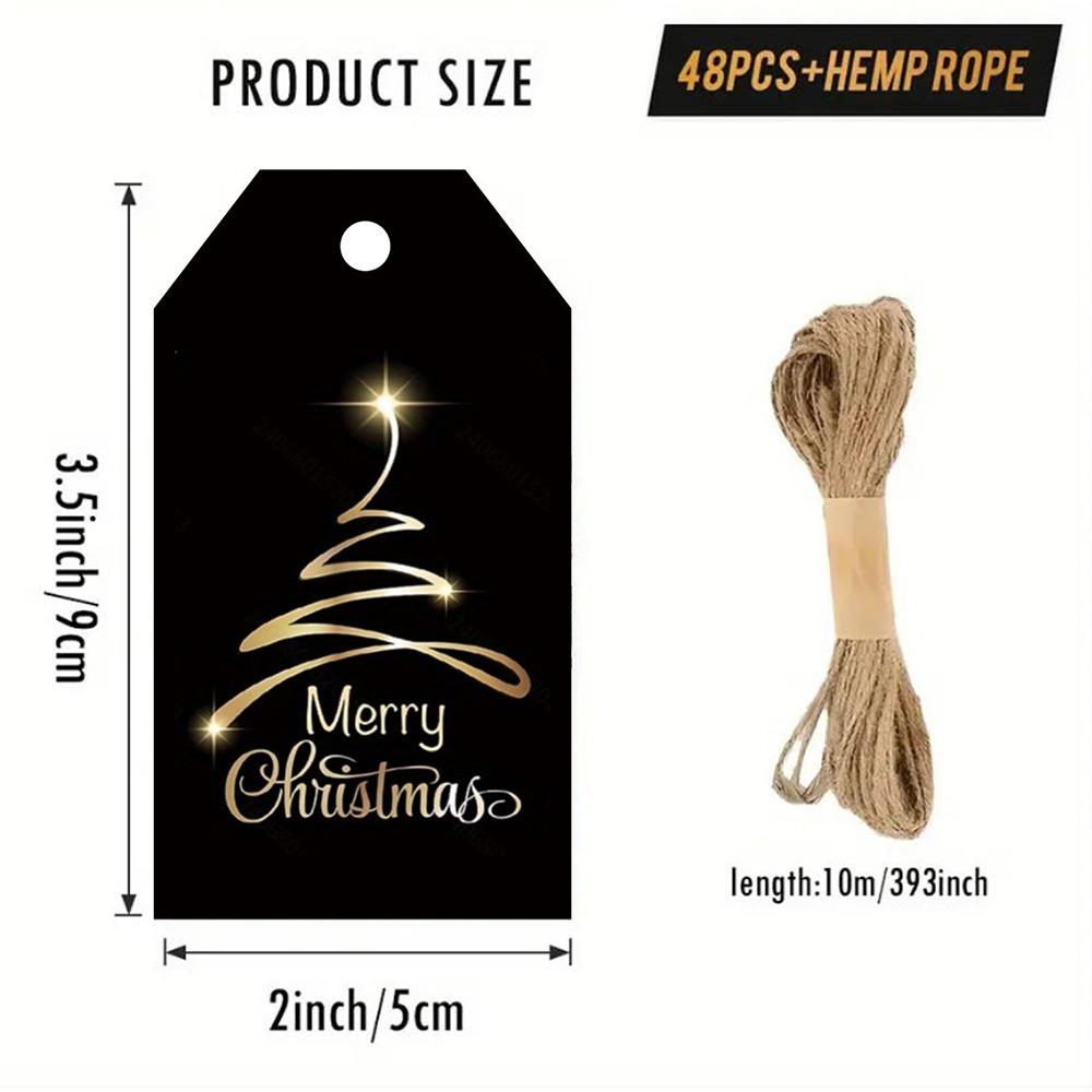 48PCS Hangable Holiday Gift Tag Cards Multicolor Gift Packaging Supplies  For Holiday Decor