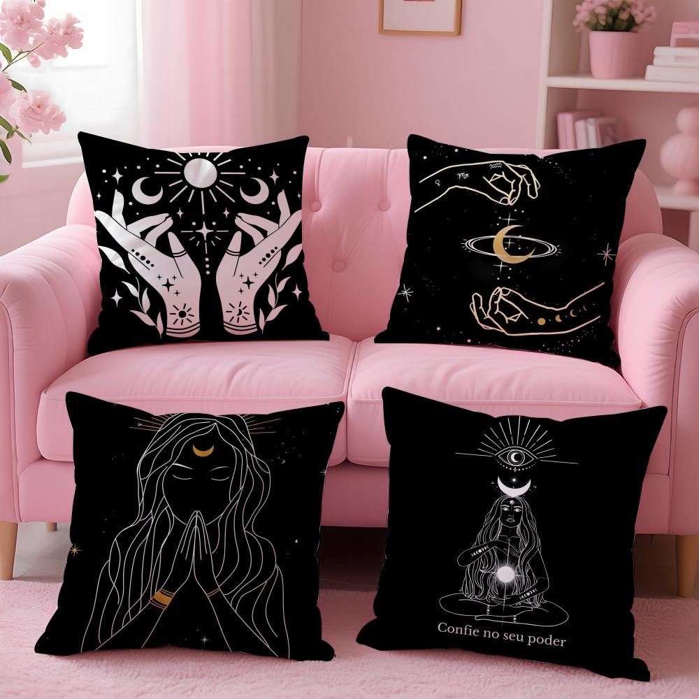 Celestial Hands Art Print Cushion Cover Plush Fabric Soft Double-Sided Printed Sofa Warm Winter Home Gift Pillow Cover