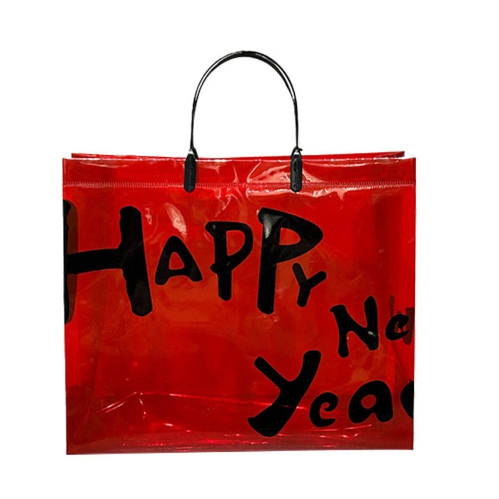 

Transparent Bag New Year Red Gift Bag New Year Festive Transparent Shopping Bag Portable Girl medium