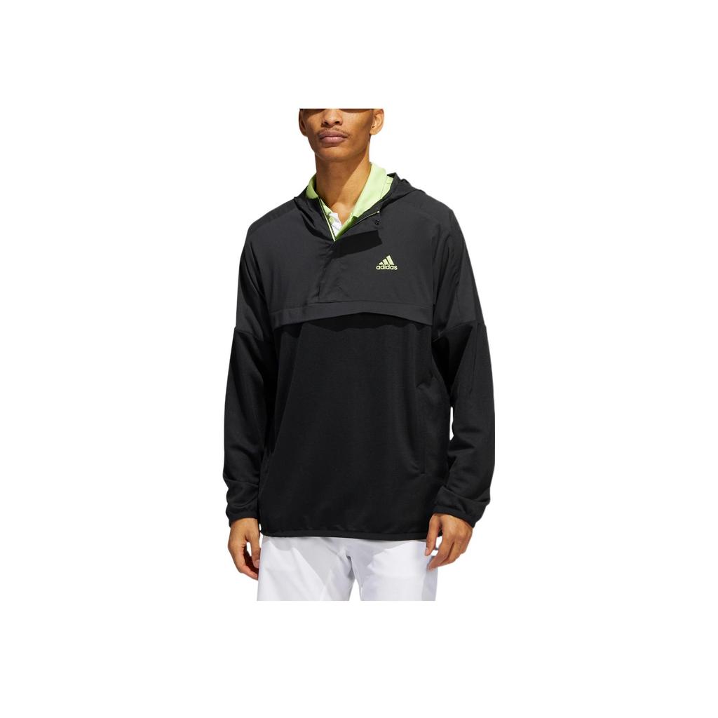 Adidas Sport Anorak Logo Print Front Pocket Zip Pullover Hooded Jacket Men Outerwear Black HA9141