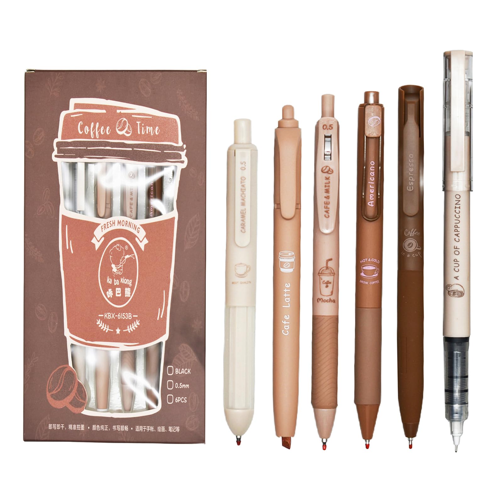 

Lopenle Ballpoint Pen Black Neutral Direct Ink Comfortable to Write Office Gift Box School Entrance Birthday Student Gift 6-Piece Set, 0.5mm Ink,