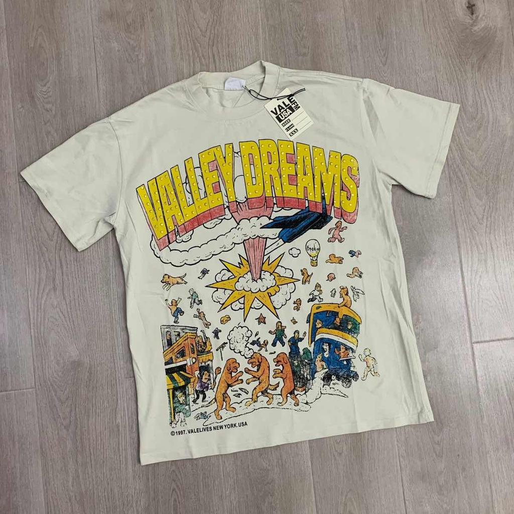 DRIPX T-shirt da uomo a maniche corte, 100% cotone, morbida, comoda e casual, vestibilità larga streetwear, modello a fantasia 'Valley Pattern 1'