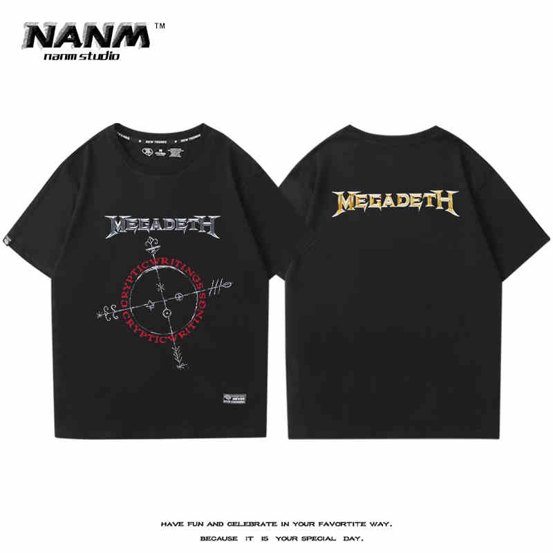 2024 MEGADETH Metal Band Short Sleeve T-shirt Men's and Women's New Summer Cotton Street Rock Trend Print Half Sleeve