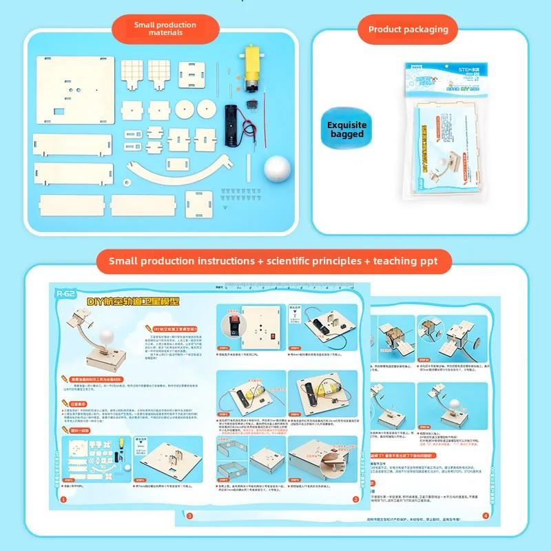 DIY Holz Satellitenmodell Wissenschaftsspielzeug Pädagogisches Puzzle für Kinder Lernen Technologie G56