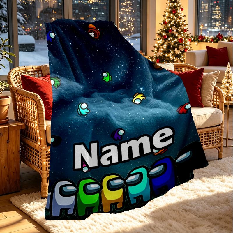 Custom Name Personalized Among Us Print Blanket, Home Decor, Bedroom, Sofa, Camping, Couch, Gifts for Birthday ChristmasEnthusiasts