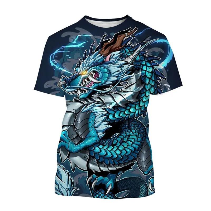 

Vintage Chinese Loong Pattern T Shirt For Men Dragon 3D Print Tees Summer Casual Short XXS