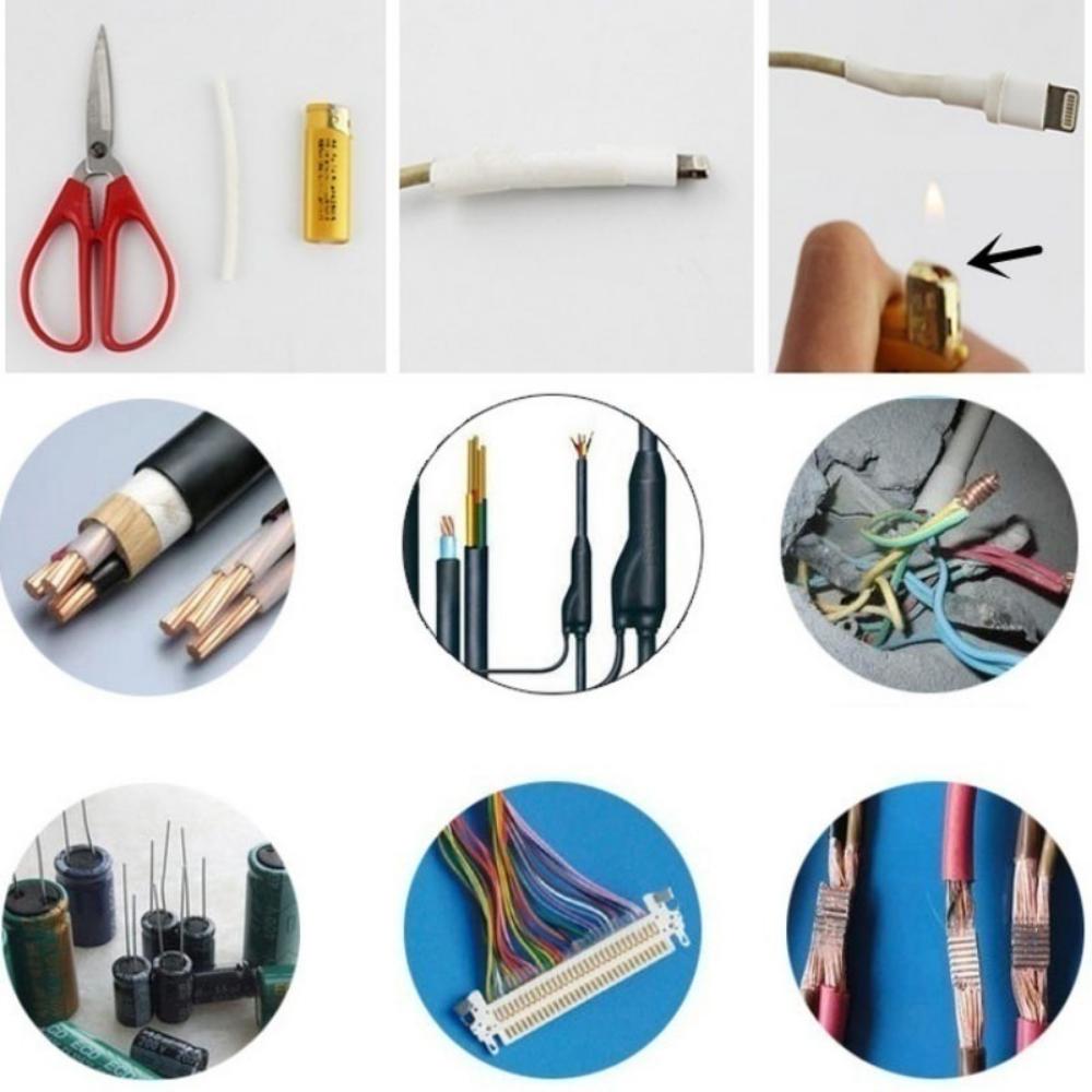 1 Set Wire Connect Cover Protection, 127/328 Pcs Shrinkable Wire Shrinking Wrap Tubing, 2:1 Retractable Cable, 220W Hot Air Gun