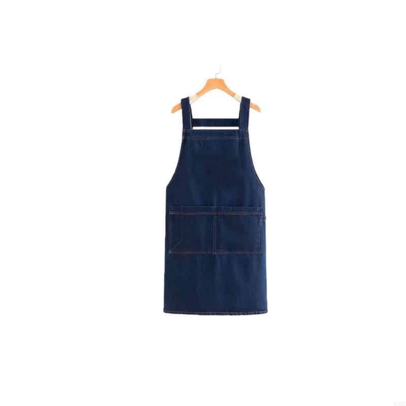 

Adult Apron - Underweight Cotton Apron with Front Pocket, Meet Back Aprons for Women Men, Jean Kitchen Apron X3UC S синий