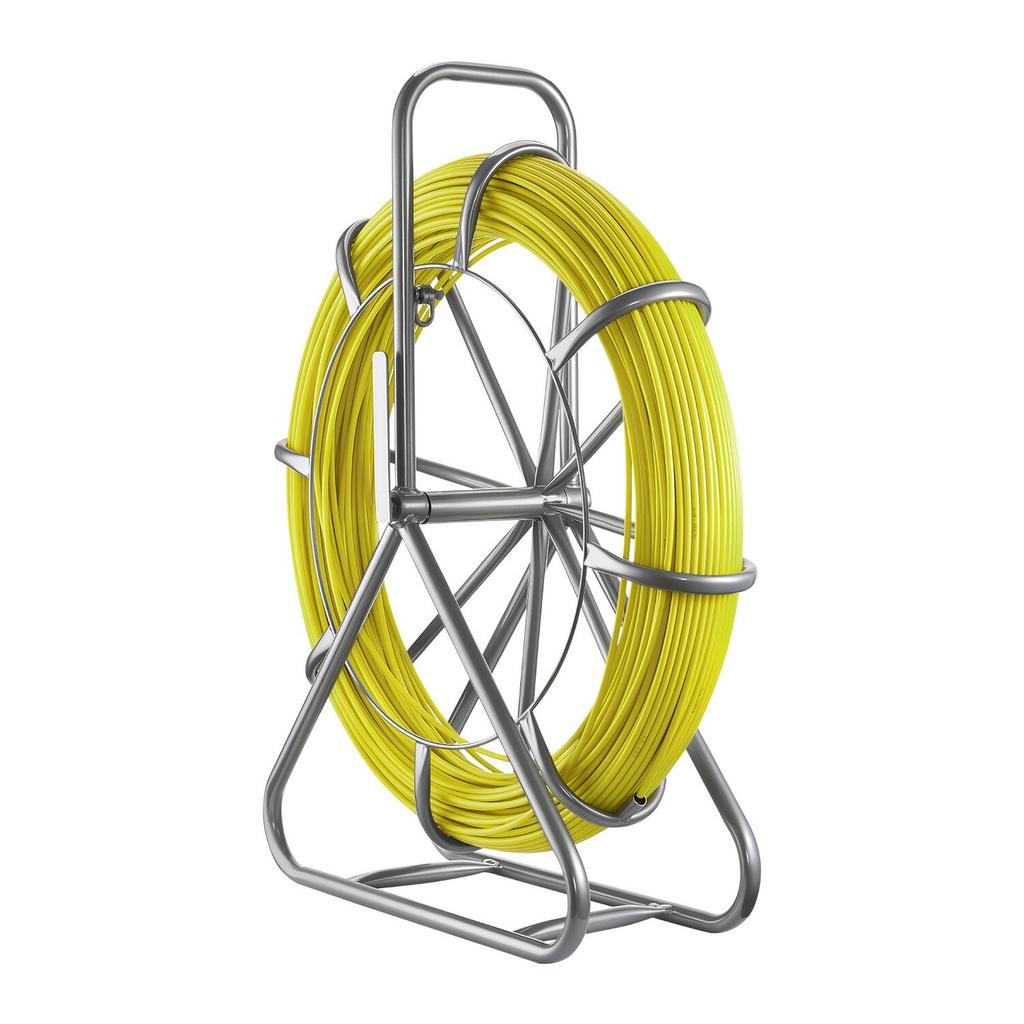 Fish Tape Fiberglass, 152M 6.3MM, Duct Rodder Fishtape Wire Puller with Stand, Cable Running Rod with Locking Mechanism, Fishing Tools, for Walls
