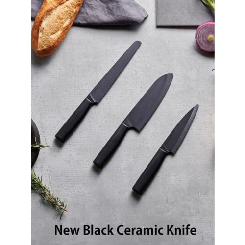 Kyocera Ceramic Black Blade Knife Gift Set (2 Knives) - Lightweight, Sharp, and Clean Cutting. Santoku 16cm and Petty 13cm. Durable for Long-Lasting S