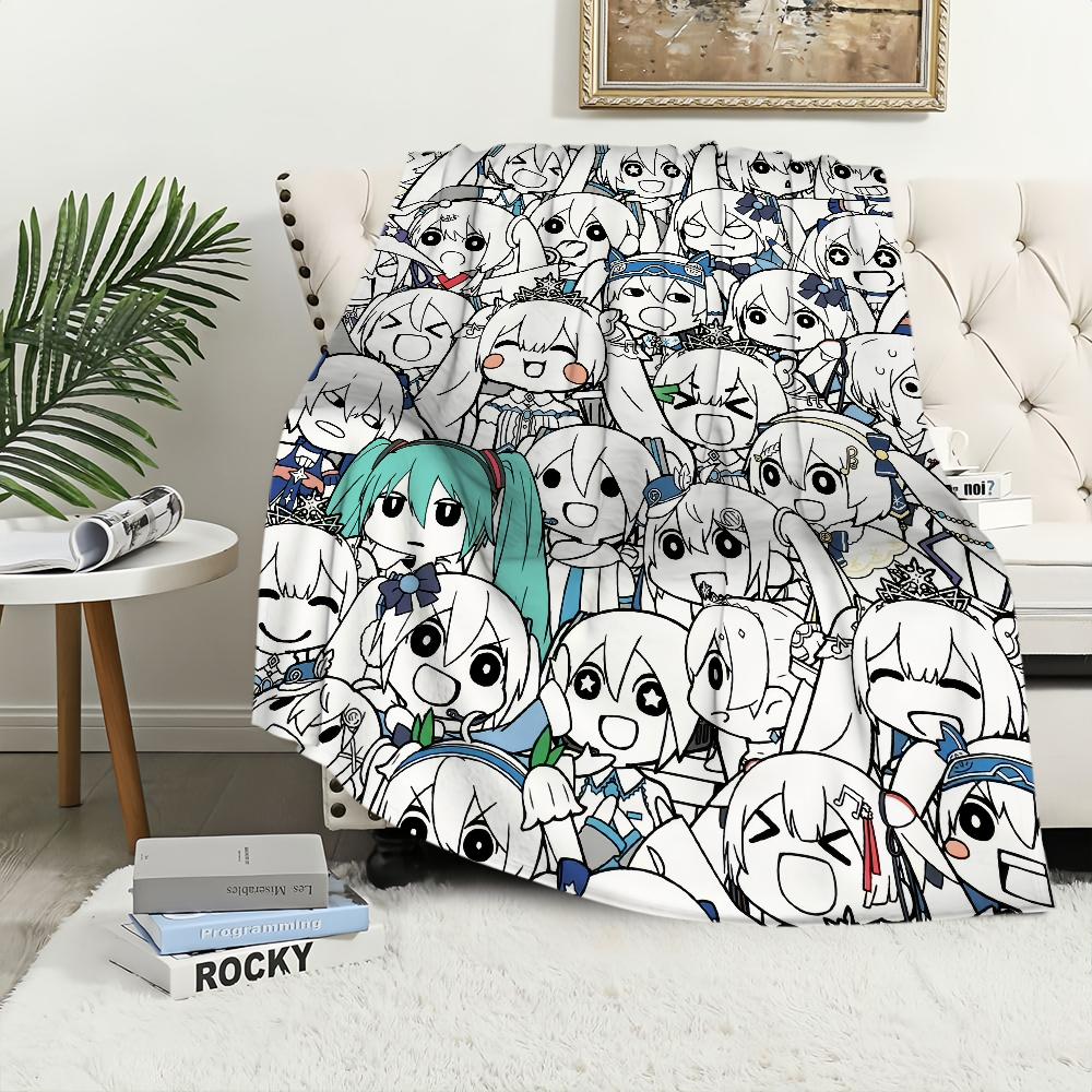 Süße H-Hatsune M-Miku Anime-Mädchen kawaii Decke Plüsch Nickerchen Sofa Teppich für Wohnzimmer Büro Schlafzimmer Geburtstag Zuhause Reise Kinder Geschenke