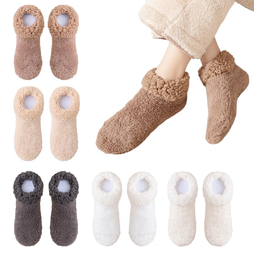 Floor Socks for Women Comfy Mid-tube Socks Cozy Non-slip Fleece Slipper Socks for Women Soft Winter Warm Ankle Fluffy Home Floor