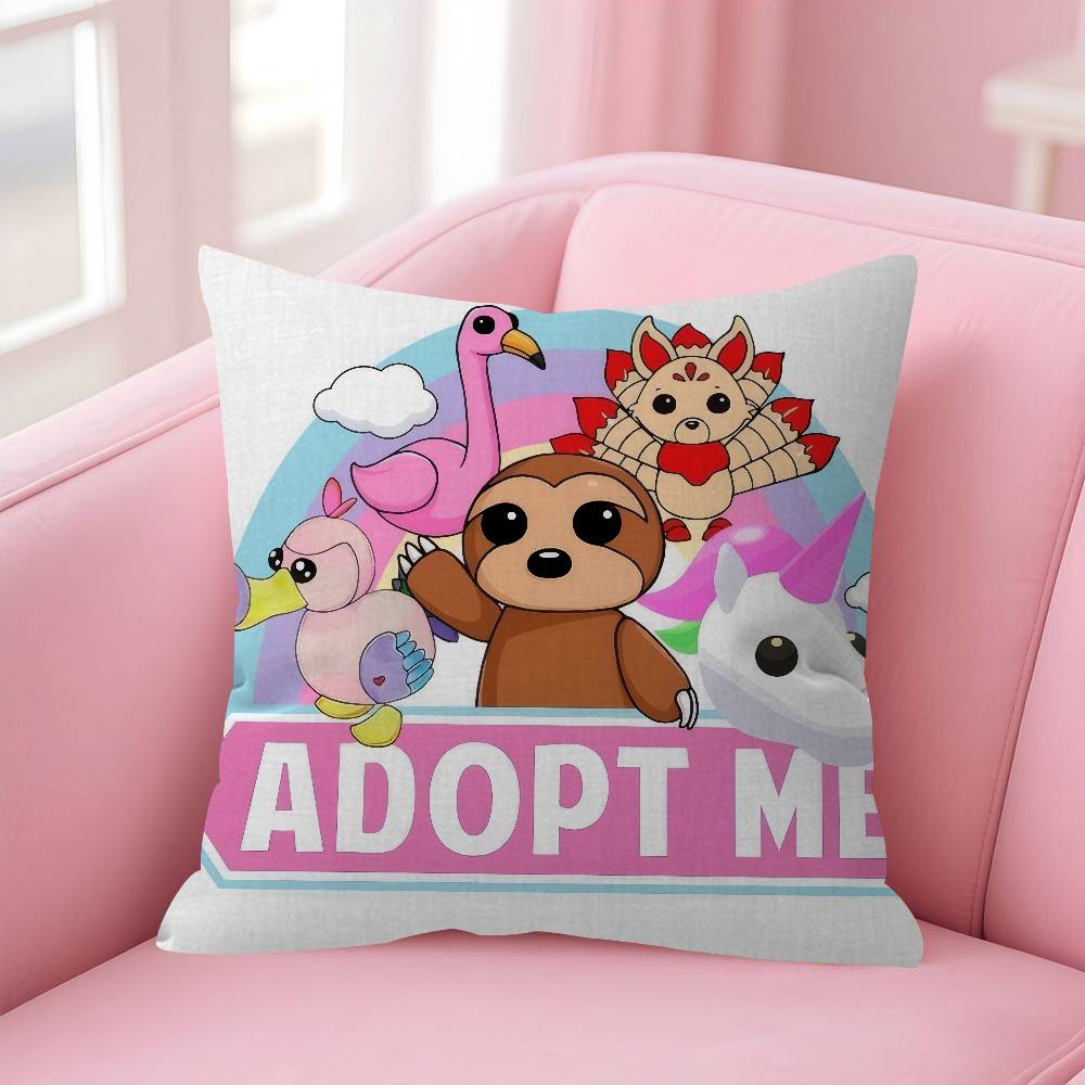 AAdopts Me Game Custom Cushion Cover Car Throw Pillow Case For Sofa Car Christmas Gift