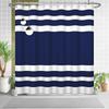 White Navy Blue Shower Curtain for Bathroom 72x72inches Boho Navy Blue and White Striped Waffle Shower Curtain Set with Hooks Bohemia Geometric