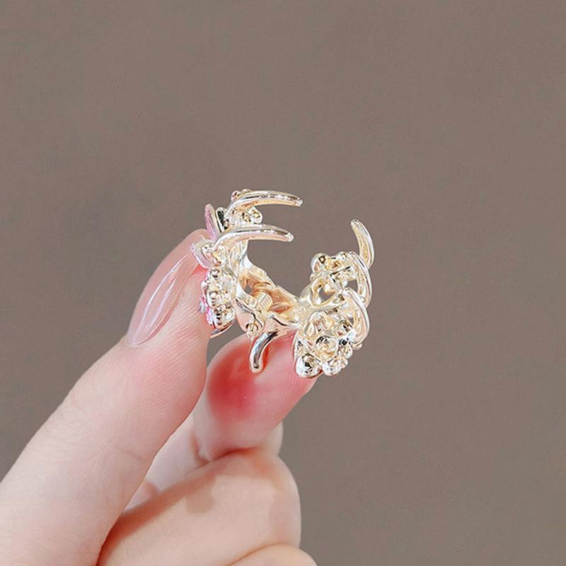 Mini Crab Metal Hair Clips Small Hair Accessories For Women Girl Pink Flower Bow Hair Pin Side Bangs Clip