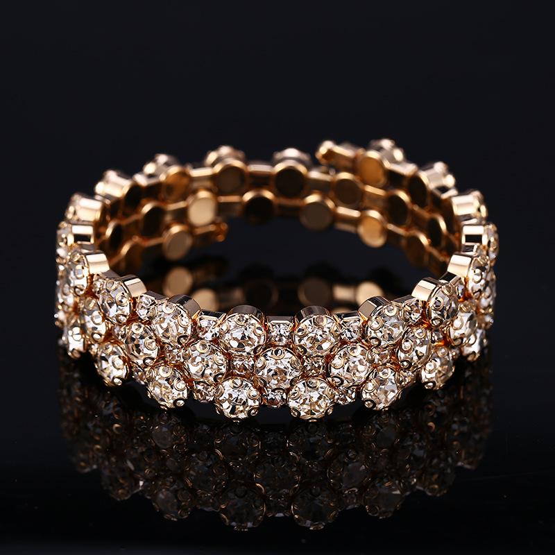 Bridal Bracelet AB Rhinestone Wrapped Full Diamond Open Bracelet Crystal Bracelet Accessories