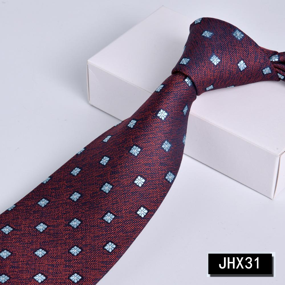 Men's Burgundy Striped Jacquard Formal Business Tie, 8cm Handmade Tie Decoration