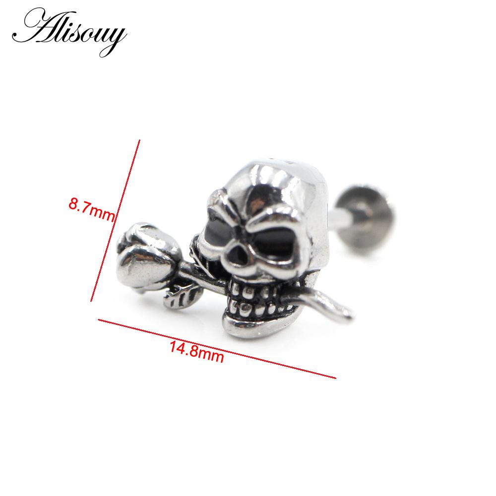 Alisouy 1 Stück Edelstahl Stern Mond Kreuz Schlange Totenkopf Tragus Helix Bar Labret Lippenring Knorpel Ohr Ohrring Piercing Schmuck