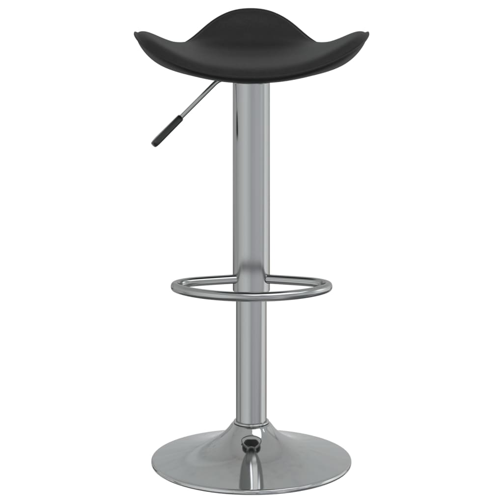 Black Bar Stool Chrome Plated Steel and Faux Leather