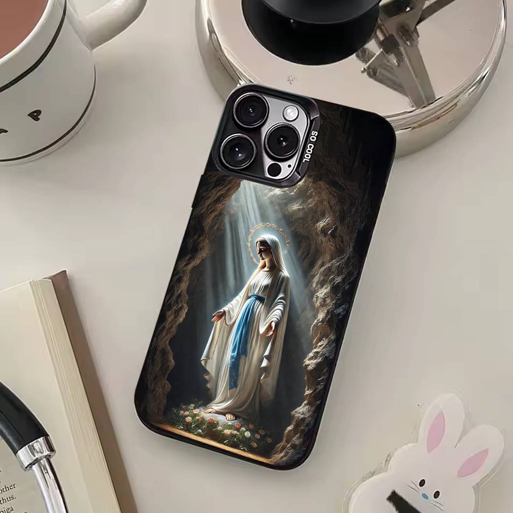 

Mother of God V-Virgen M-Mary Colorful Silver Back Phone Case For IPhone 17 16 15 14 13 12 11 Plus Pro Max Plus iPhone17PRO