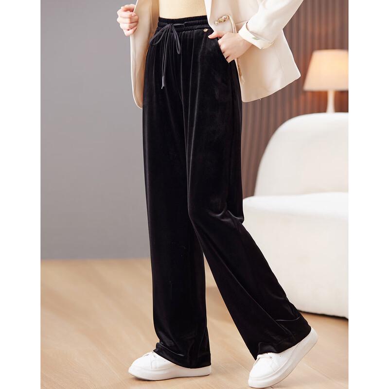 

Women s Velvet Straight-Leg Casual Pants XL