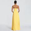 Abito Lungo Aderente Elegante da Donna Senza Maniche con Incrocio sulla Schiena Monocolore