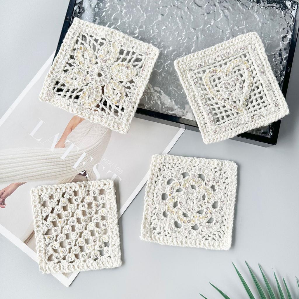 Apricot Hollow Cotton Thread Woven Sequins Decorative Clothing Top T-Shirt Shirt Diy Jewelry Decorative Cloth Sticker Accessories