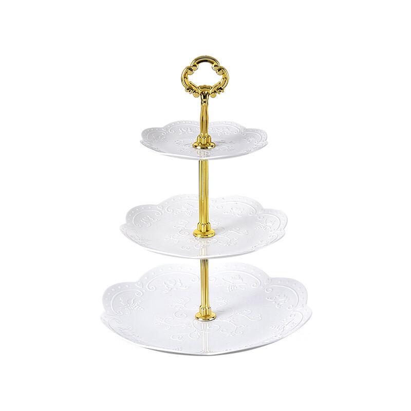 Jiante European Style 3-Tier Round Plastic Fruit Plate Stand