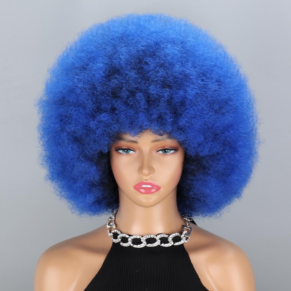 MISSQUEEN Gelockte Afro-Perücke in Regenbogenfarben für Kinder und Frauen, Kunstfaser, gelockte Afro-Perücke, Cosplay, Alltagskleidung, verworrene lockige Perücke