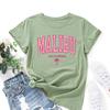 Letters Cotton T-Shirt Short Sleeve Round Neck Women 2d Print Tops