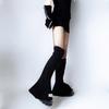 Harajuku Women Autumn Vintage Flared Leg Warmers Socks Gothic Punk Letters Label Ribbed Knitted Foot Covers Streetwear