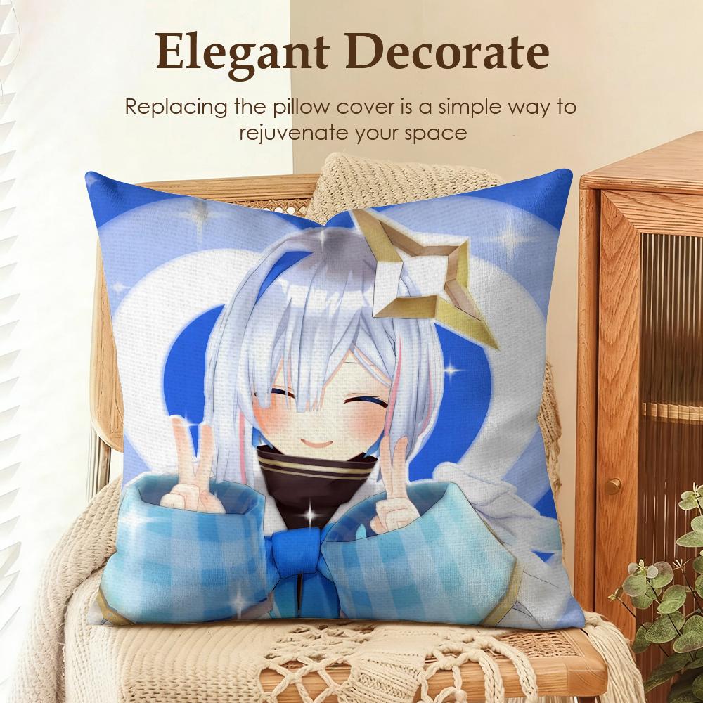 Amane KanataS Cute Cushion Cover Natural Linen Organic Fabric DoubleSided Printing Sofa Home Decor Gift Pillow Case