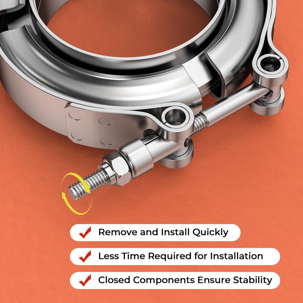 V Band Clamp With Male Female Flange Kit 304 Stainless Steel 1.5inch 38mm Intercooler Turbo Exhaust Clamp Downpipe Pipe Clamp