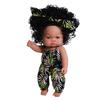 33cm Full Silicone Body Reborn Baby Doll Toys Dark Black Brown Skin Optional Rebirth Doll Lifelike Curly Hair Newborn Doll for Kids Birthday Xmas Gift
